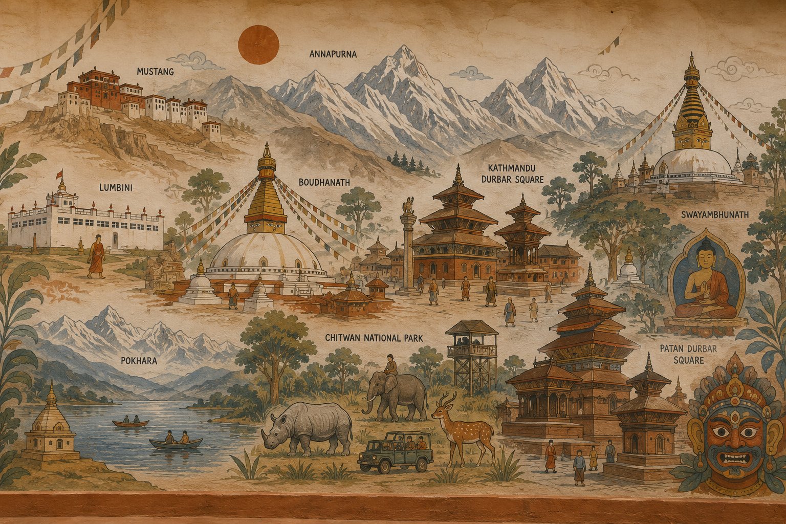 Nepal illustrated panorama